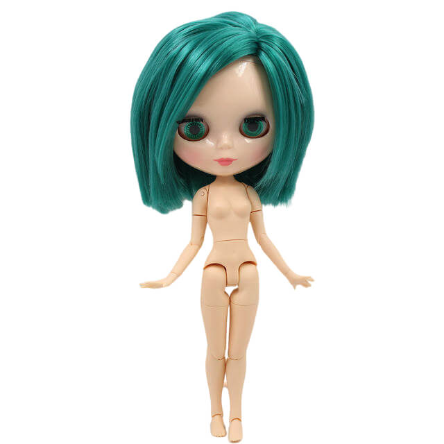 Neo Blythe Doll with Turquoise Hair, Natural Skin, Shiny Face & Jointed Body Turquoise Hair Factory Blythe Doll Natural Skin Factory Blythe Doll Shiny Face Factory Blythe Doll