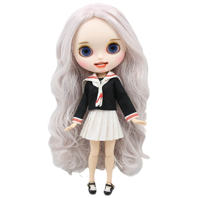 Aria – Premium Custom Neo Blythe Doll with Silver Hair, White Skin & Matte Smiling Face Matte face Silver hair Smiling face White skin