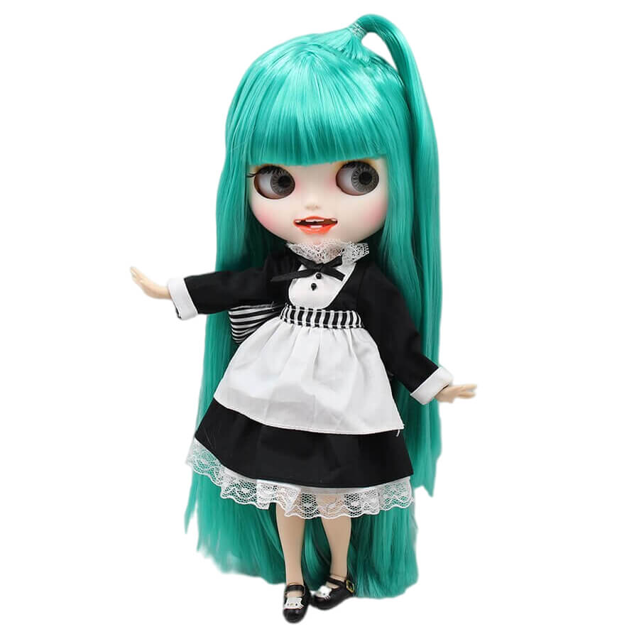 Catalina – Premium Custom Neo Blythe Doll with Green Hair, White Skin & Matte Smiling Face Green hair Matte face Smiling face White skin