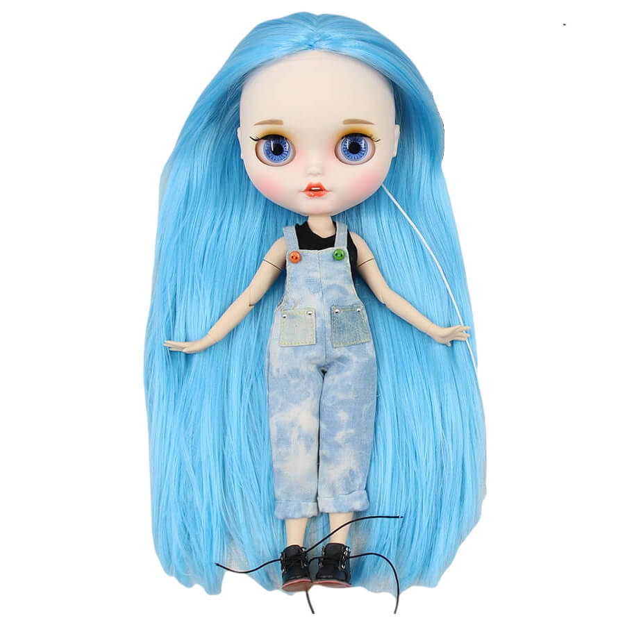 Gemma – Premium Custom Neo Blythe Doll with Blue Hair, White Skin & Matte Smiling Face Blue hair Matte face Smiling face White skin