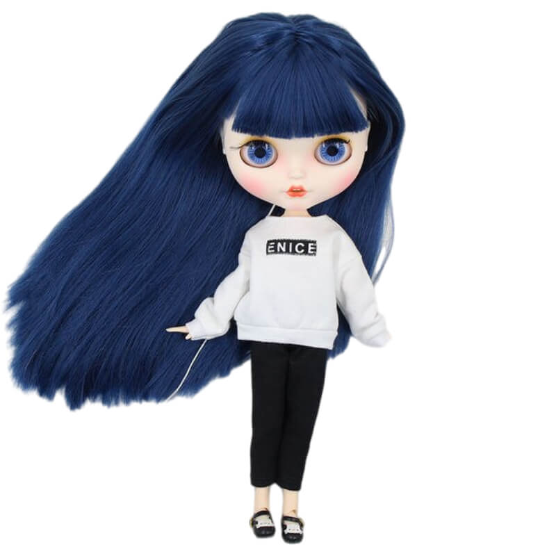 Grace – Premium Custom Neo Blythe Doll with Blue Hair, White Skin & Matte Smiling Face Blue hair Matte face Smiling face White skin