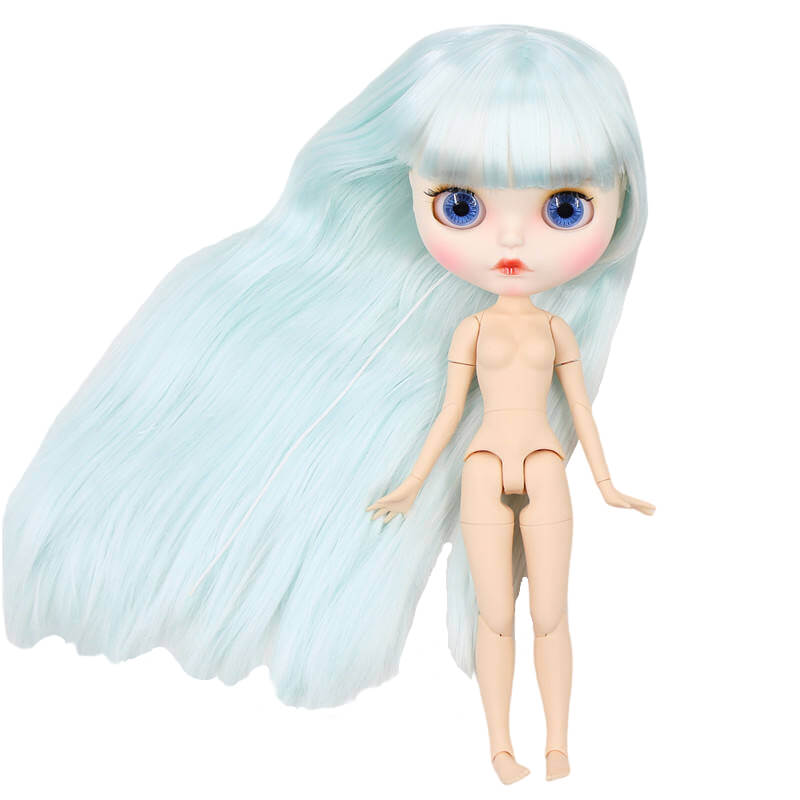 Neo Blythe Boneca com cabelo azul, pele branca, rosto fosco e corpo articulado Fábrica de cabelo azul Blythe Fábrica de rosto fosco de boneca Blythe Fábrica de bonecas de pele branca Blythe Boneca