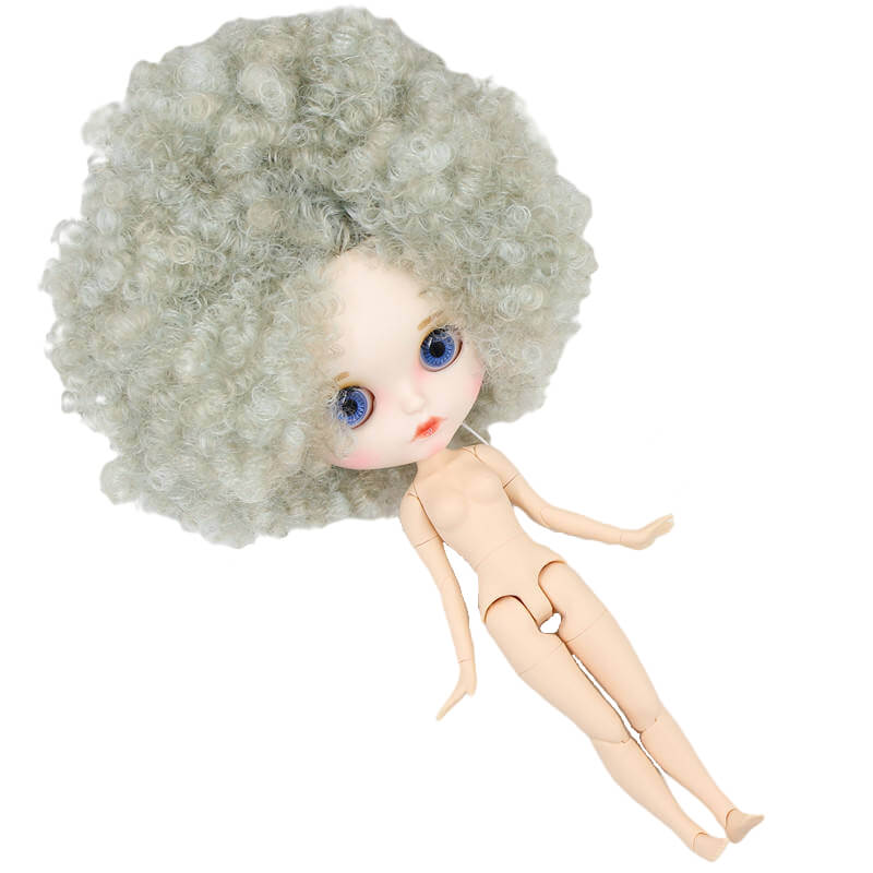 Neo Blythe Doll with Grey Hair, White Skin, Matte Face & Jointed Body Grey Hair Factory Blythe Doll Matte Face Factory Blythe Doll White Skin Factory Blythe Doll