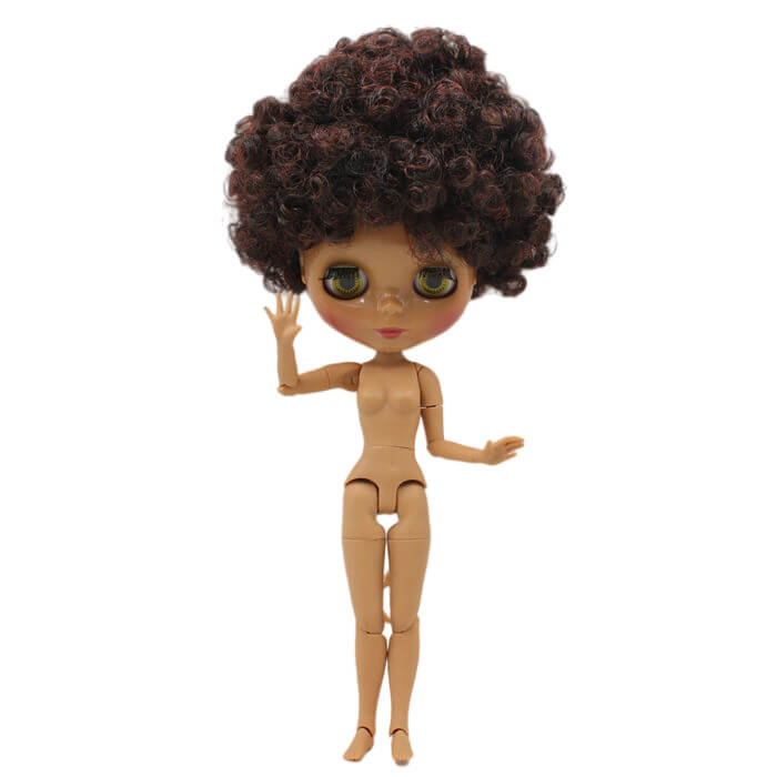 Neo Blythe Doll with Multi-Color Hair, Dark Skin, Shiny Face & Jointed Body Multi-Color Hair Factory Blythe Doll Dark Skin Factory Blythe Doll Shiny Face Factory Blythe Doll