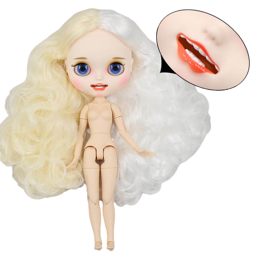 Neo Blythe Doll with Multi-Color Hair, White Skin, Matte Face & Jointed Body Multi-Color Hair Factory Blythe Doll Matte Face Factory Blythe Doll White Skin Factory Blythe Doll