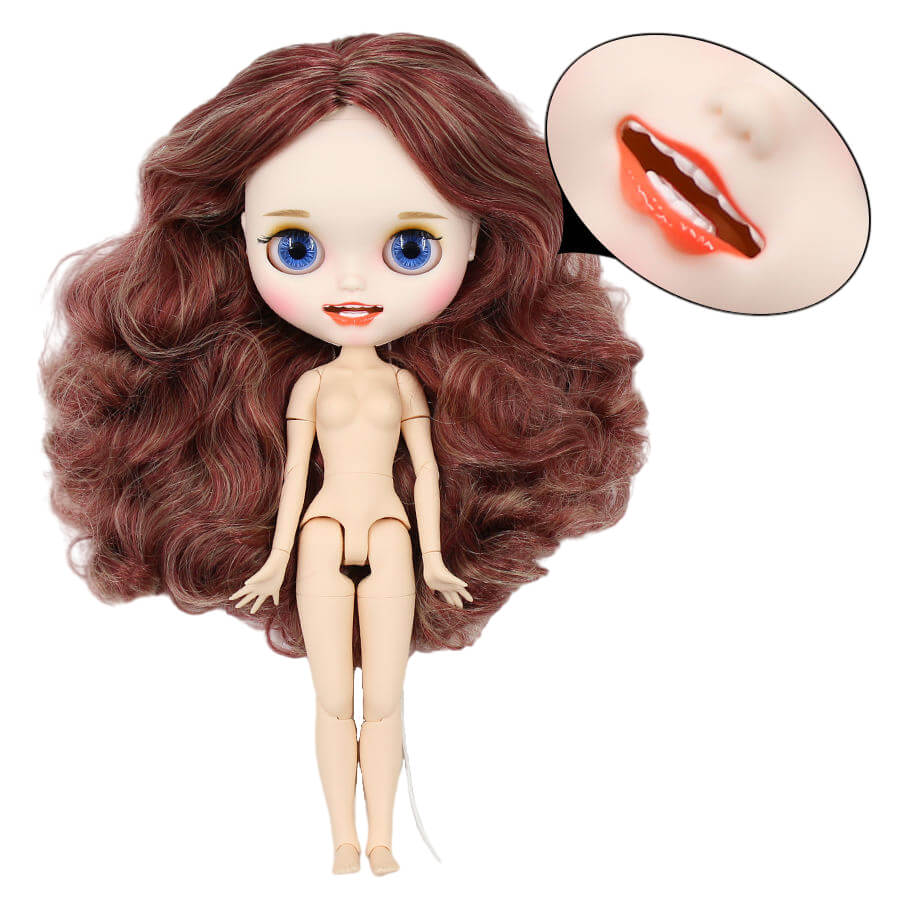 Neo Blythe Doll with Multi-Color Hair, White Skin, Matte Face & Jointed Body Multi-Color Hair Factory Blythe Doll Matte Face Factory Blythe Doll White Skin Factory Blythe Doll