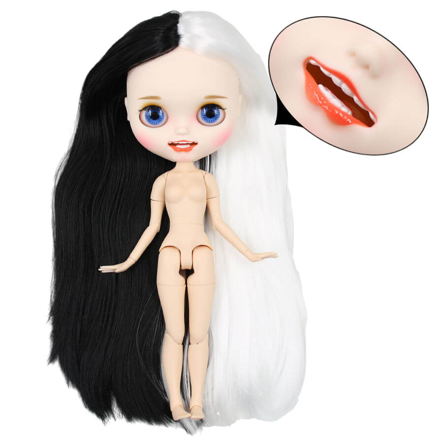 Neo Blythe Doll with Multi-Color Hair, White Skin, Matte Face & Jointed Body Multi-Color Hair Nude Blythe Doll Matte Face Nude Blythe Doll White Skin Nude Blythe Doll