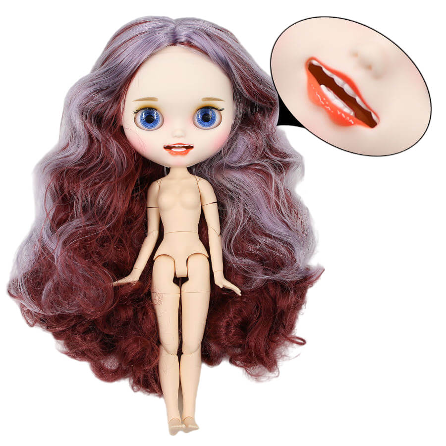 Neo Blythe Doll with Multi-Color Hair, White Skin, Matte Face & Jointed Body Multi-Color Hair Factory Blythe Doll Matte Face Factory Blythe Doll White Skin Factory Blythe Doll