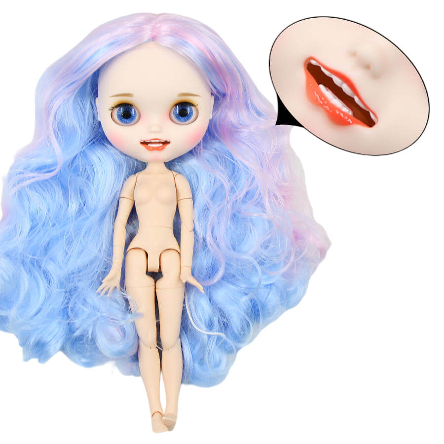 Neo Blythe Doll with Multi-Color Hair, White Skin, Matte Face & Jointed Body Multi-Color Hair Factory Blythe Doll Matte Face Factory Blythe Doll White Skin Factory Blythe Doll