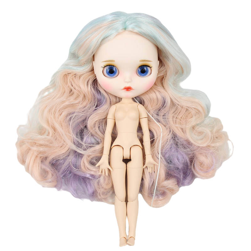 Neo Blythe Doll with Multi-Color Hair, White Skin, Matte Face & Jointed Body Multi-Color Hair Factory Blythe Doll Matte Face Factory Blythe Doll White Skin Factory Blythe Doll