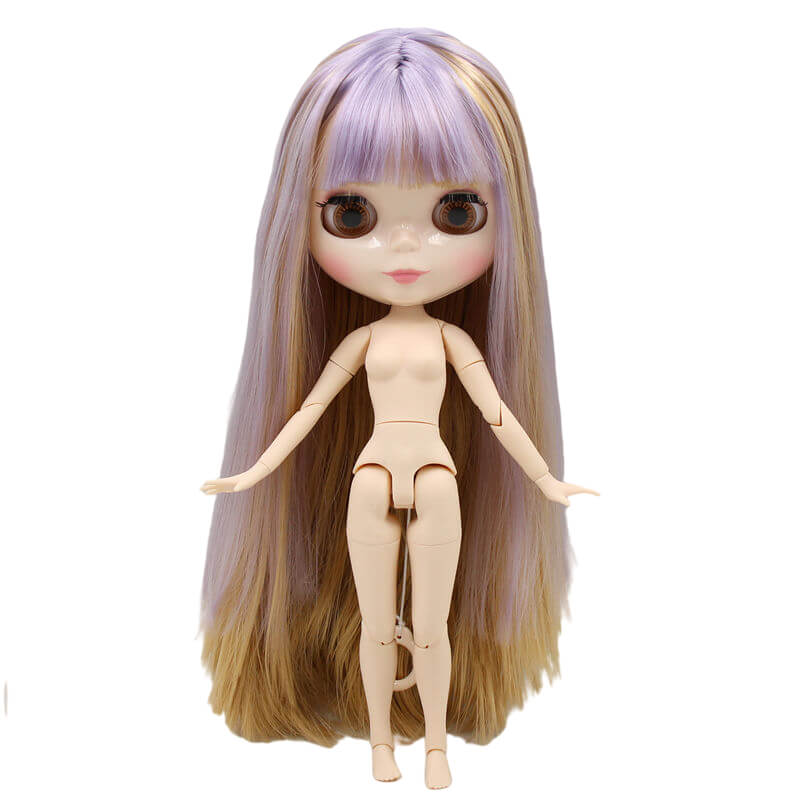 Neo Blythe Doll with Multi-Color Hair, White Skin, Shiny Face & Jointed Body Multi-Color Hair Factory Blythe Doll Matte Face Factory Blythe Doll White Skin Factory Blythe Doll