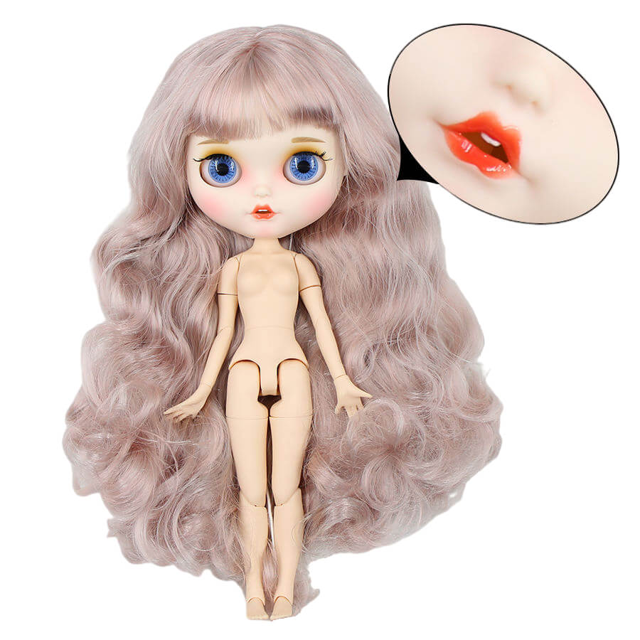 Neo Blythe Doll with Pink Hair, White Skin, Matte Face & Jointed Body Pink Hair Factory Blythe Doll Matte Face Factory Blythe Doll White Skin Factory Blythe Doll