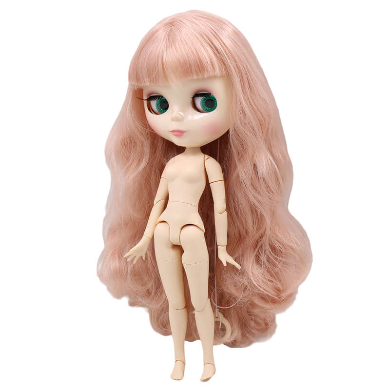 Neo Blythe Doll med rosa hår, vit hud, glänsande ansikte och ledkropp Pink Hair Factory Blythe Doll Shiny Face Factory Blythe Doll White Skin Factory Blythe Doll