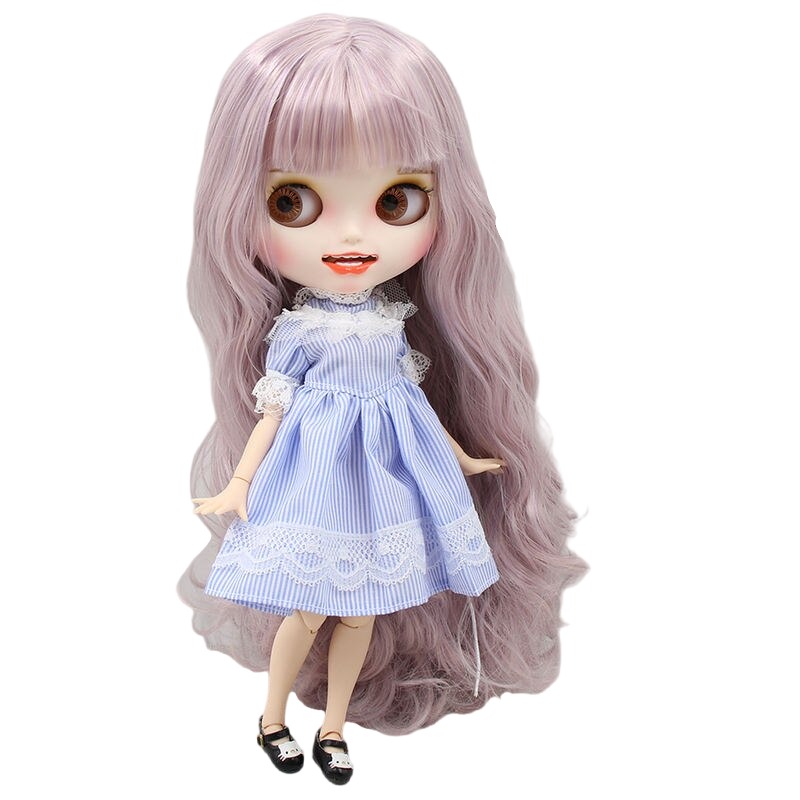 Vanessa – Premium Custom Neo Blythe Doll with Purple Hair, White Skin & Matte Smiling Face Purple hair Matte face Smiling face White skin