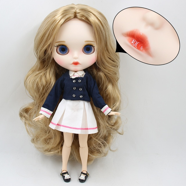 Scarlett – Premium Custom Blythe Doll with Calm Face Blonde Hair Custom Blythe Doll Matte Face Custom Blythe Doll White Skin Custom Blythe Doll