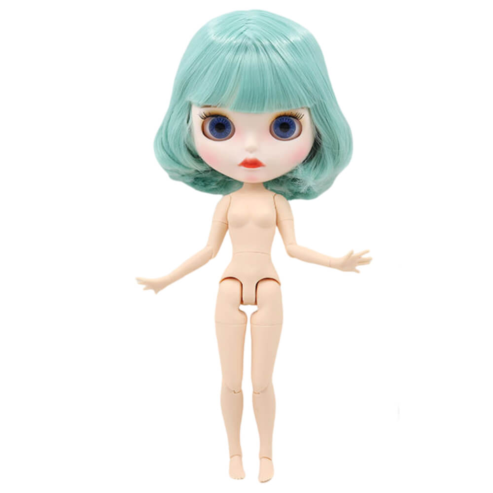 Neo Blythe Doll with Mint Hair, White Skin, Matte Face & Jointed Body Mint Hair Factory Blythe Doll Matte Face Factory Blythe Doll White Skin Factory Blythe Doll