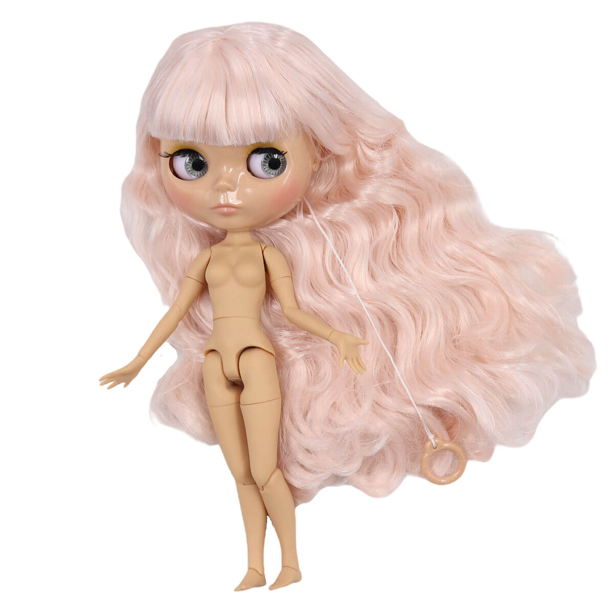 Neo Blythe Doll with Pink Hair, Tan Skin, Shiny Face & Jointed Body Pink Hair Factory Blythe Doll Shiny Face Factory Blythe Doll Tan Skin Factory Blythe Doll