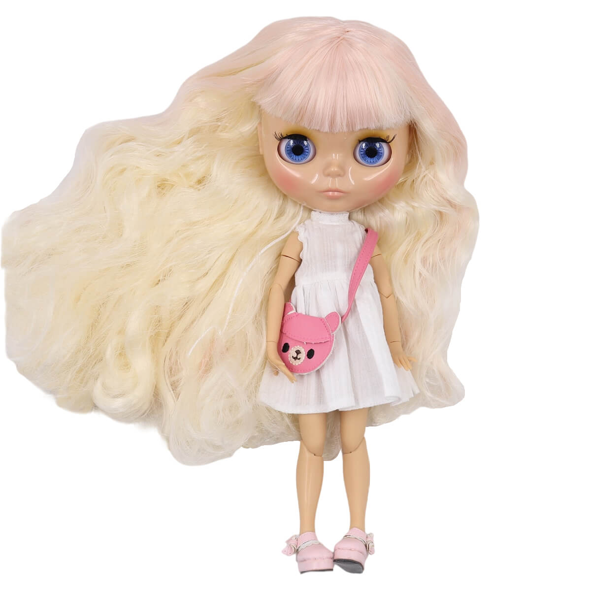 Oaklynn – Premium Custom Blythe Doll with Calm Face Blonde Hair Custom Blythe Doll Shiny Face Custom Blythe Doll Tan Skin Custom Blythe Doll