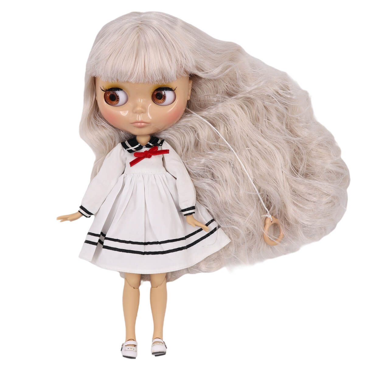 Reese – Premium Custom Blythe Boneca com rosto sereno e cabelo roxo Custom Blythe Boneca com rosto brilhante Custom Blythe Pele bronzeada de boneca Custom Blythe Boneca