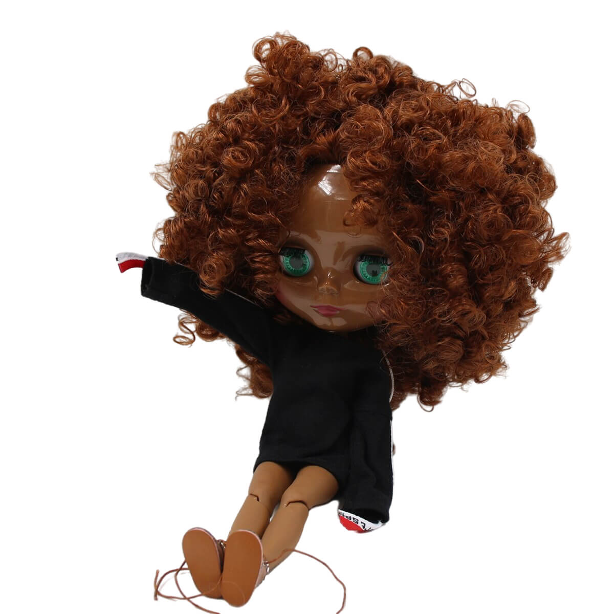 Lucy – Premium Custom Blythe Doll with Calm Face Black Skin Custom Blythe Doll Brown Hair Custom Blythe Doll Shiny Face Custom Blythe Doll
