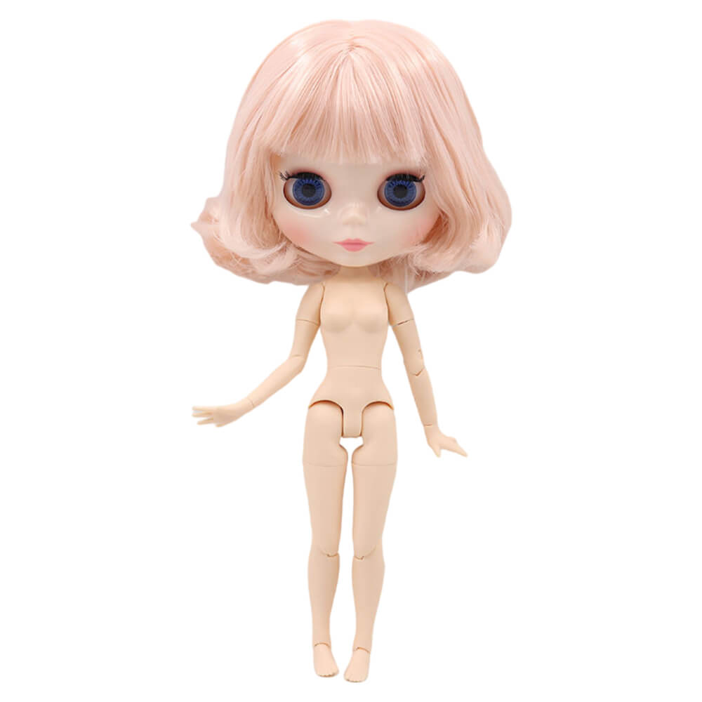 Neo Blythe Doll with Pink Hair, White Skin, Shiny Face & Jointed Body Pink Hair Factory Blythe Doll Shiny Face Factory Blythe Doll White Skin Factory Blythe Doll
