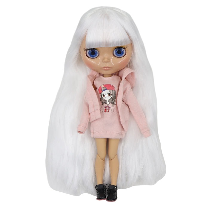 Elodie – Premium Custom Neo Blythe Doll with Silver Hair, Tan Skin & Shiny Cute Face Cute face Shiny face Silver hair Tan skin