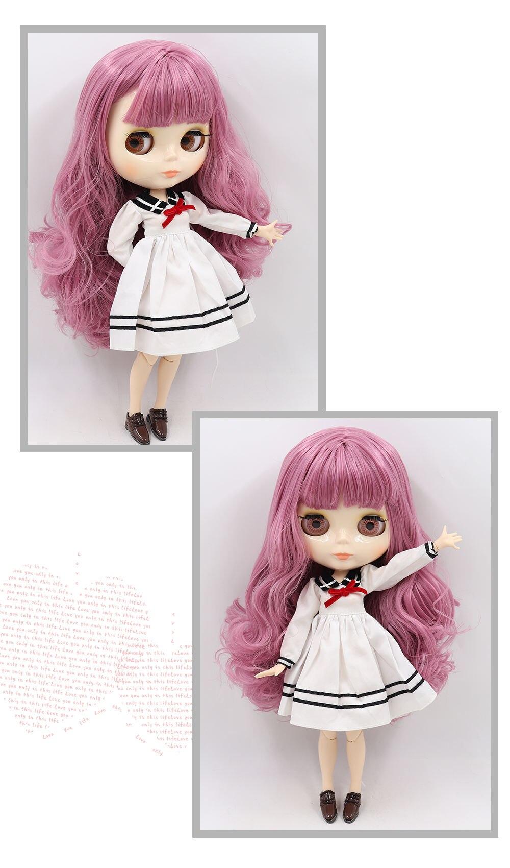 Neo Blythe Doll with Pink Hair, White Skin, Shiny Face & Factory Jointed Body 1