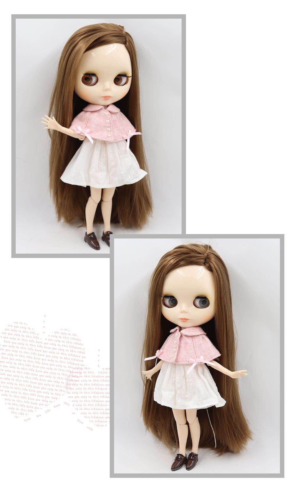 Neo Blythe Doll with Brown Hair, White Skin, Shiny Face & Factory Jointed Body 1