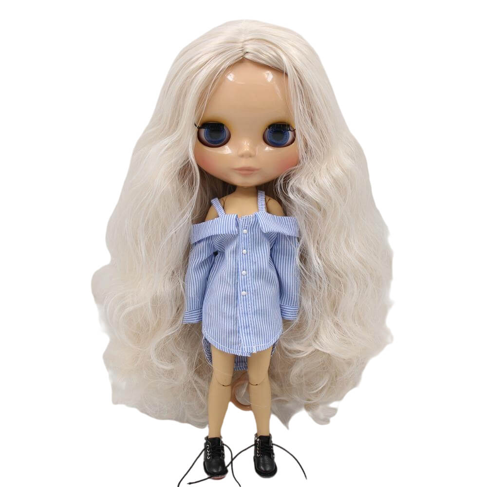 Anne – Premium Custom Blythe Doll with Cute Face Multi-Color Hair Custom Blythe Doll Shiny Face Custom Blythe Doll Tan Skin Custom Blythe Doll