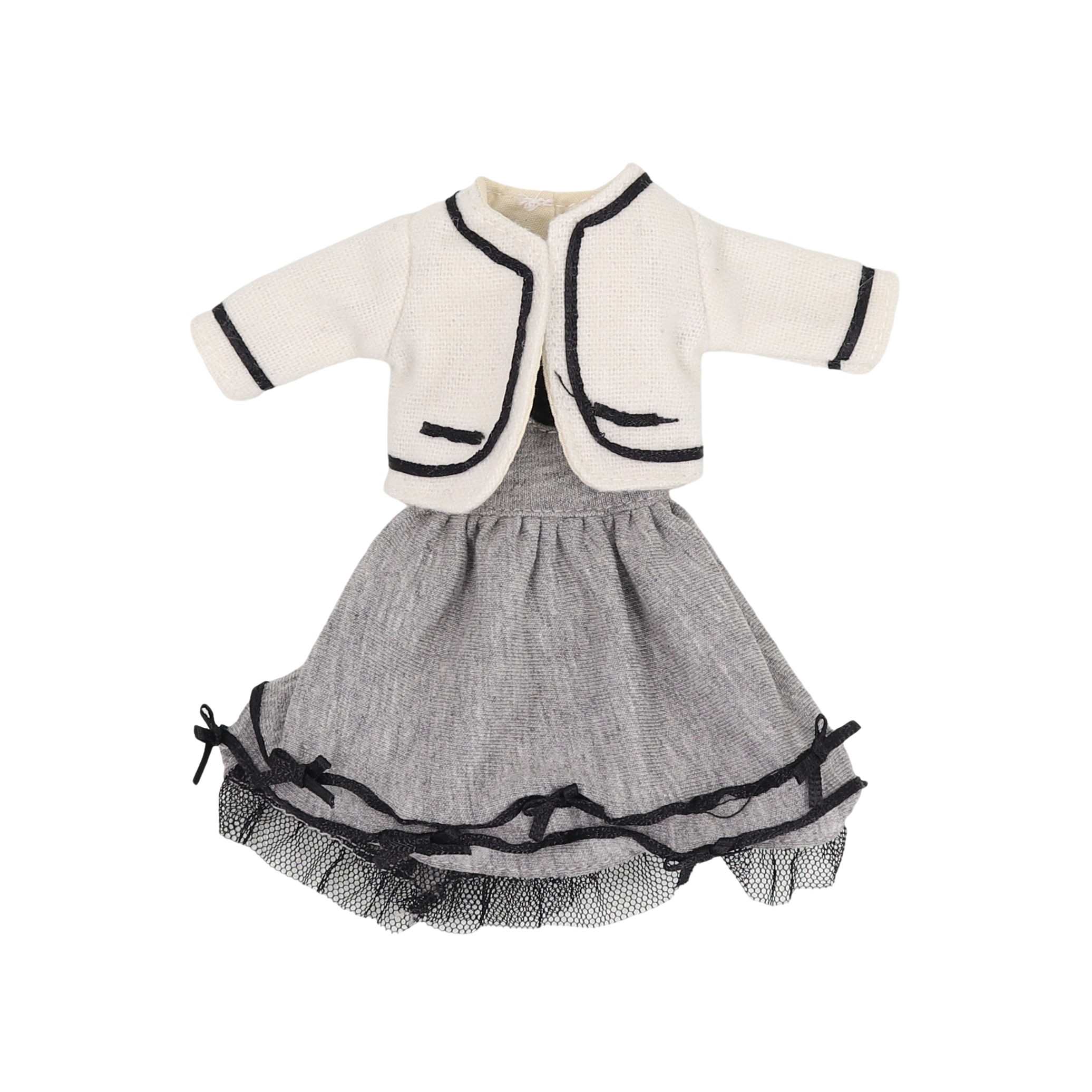 Neo Blythe Doll Grey Dress with White Coat Blythe doll clothes
