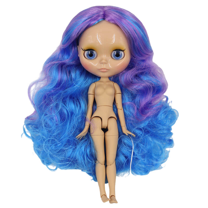 Neo Лялька Blythe з різнокольоровим волоссям, засмаглою шкірою, блискучим обличчям і суглобовим тілом Багатоколірна фабрика волосся Blythe Doll Factory Shiny Face Factory Blythe Doll Tan Skin Factory Blythe Doll