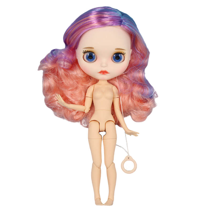 Neo Blythe Doll with Multi-Color Hair, White Skin, Matte Face & Jointed Body Matte Face Factory Blythe Doll Multi-Color Hair Factory Blythe Doll White Skin Factory Blythe Doll