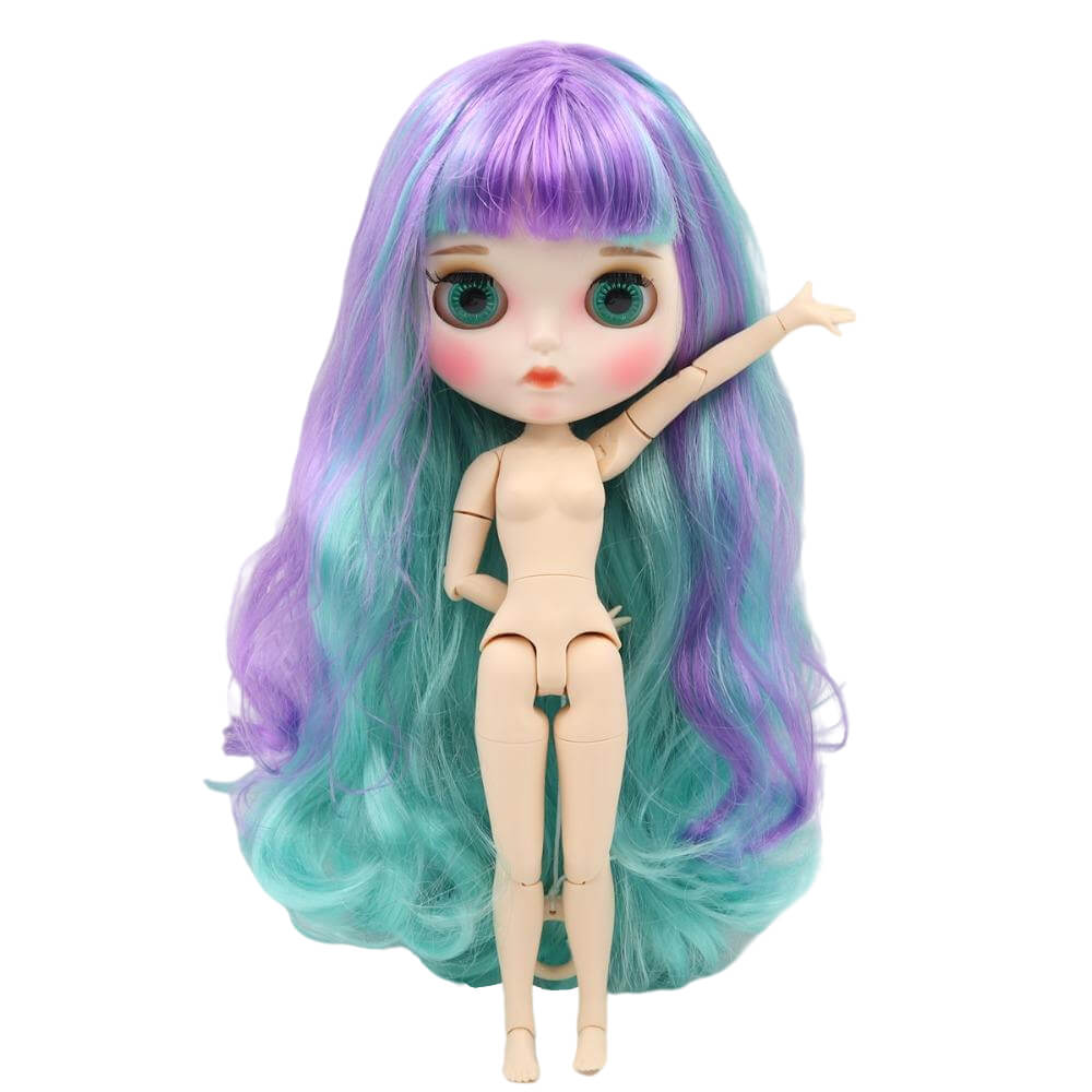 Neo Blythe Doll with Multi-Color Hair, White Skin, Matte Face & Jointed Body Multi-Color Hair Factory Blythe Doll Matte Face Factory Blythe Doll White Skin Factory Blythe Doll