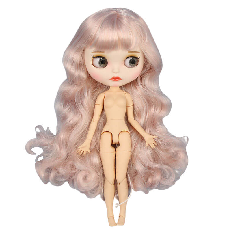 Neo Blythe Doll with Pink Hair, White Skin, Matte Face & Jointed Body Matte Face Factory Blythe Doll Pink Hair Factory Blythe Doll White Skin Factory Blythe Doll