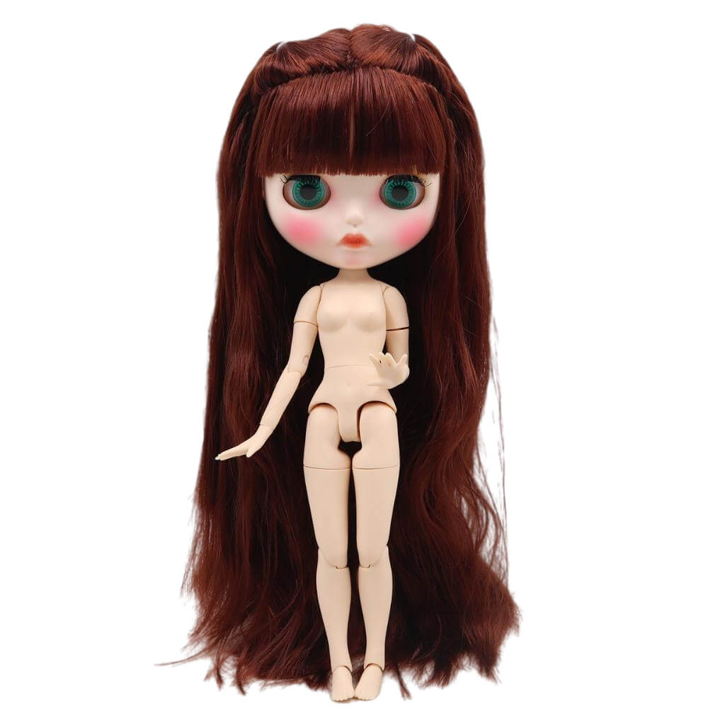 Neo Blythe Doll with Red Hair, White Skin, Matte Face & Jointed Body Matte Face Factory Blythe Doll Red Hair Factory Blythe Doll White Skin Factory Blythe Doll