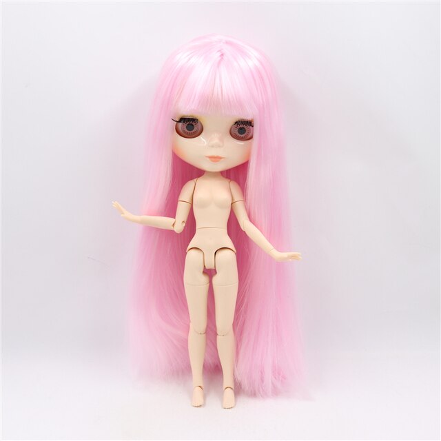 Neo Blythe Doll with Pink Hair, White Skin, Shiny Face & Jointed Body Pink Hair Factory Blythe Doll Shiny Face Factory Blythe Doll White Skin Factory Blythe Doll