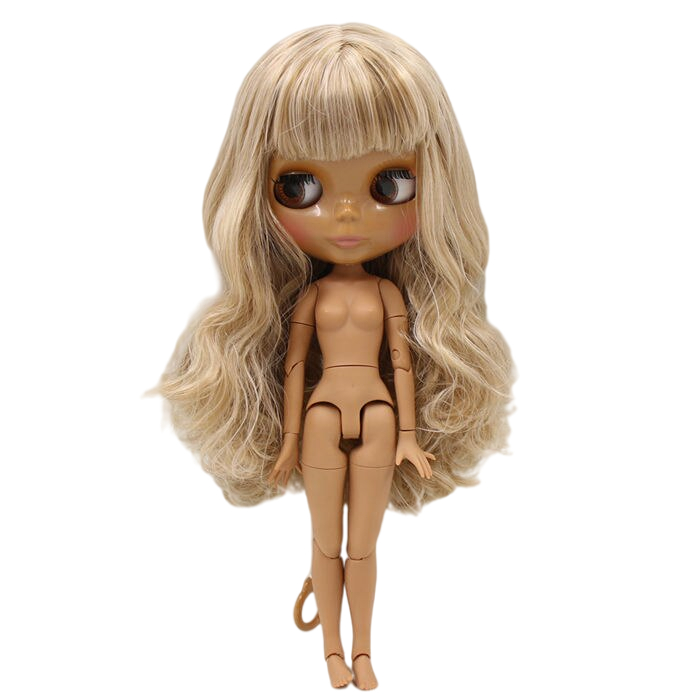 Neo Blythe Doll with Blonde Hair, Dark Skin, Shiny Face & Jointed Body Blonde Hair Factory Blythe Doll Dark Skin Factory Blythe Doll Shiny Face Factory Blythe Doll