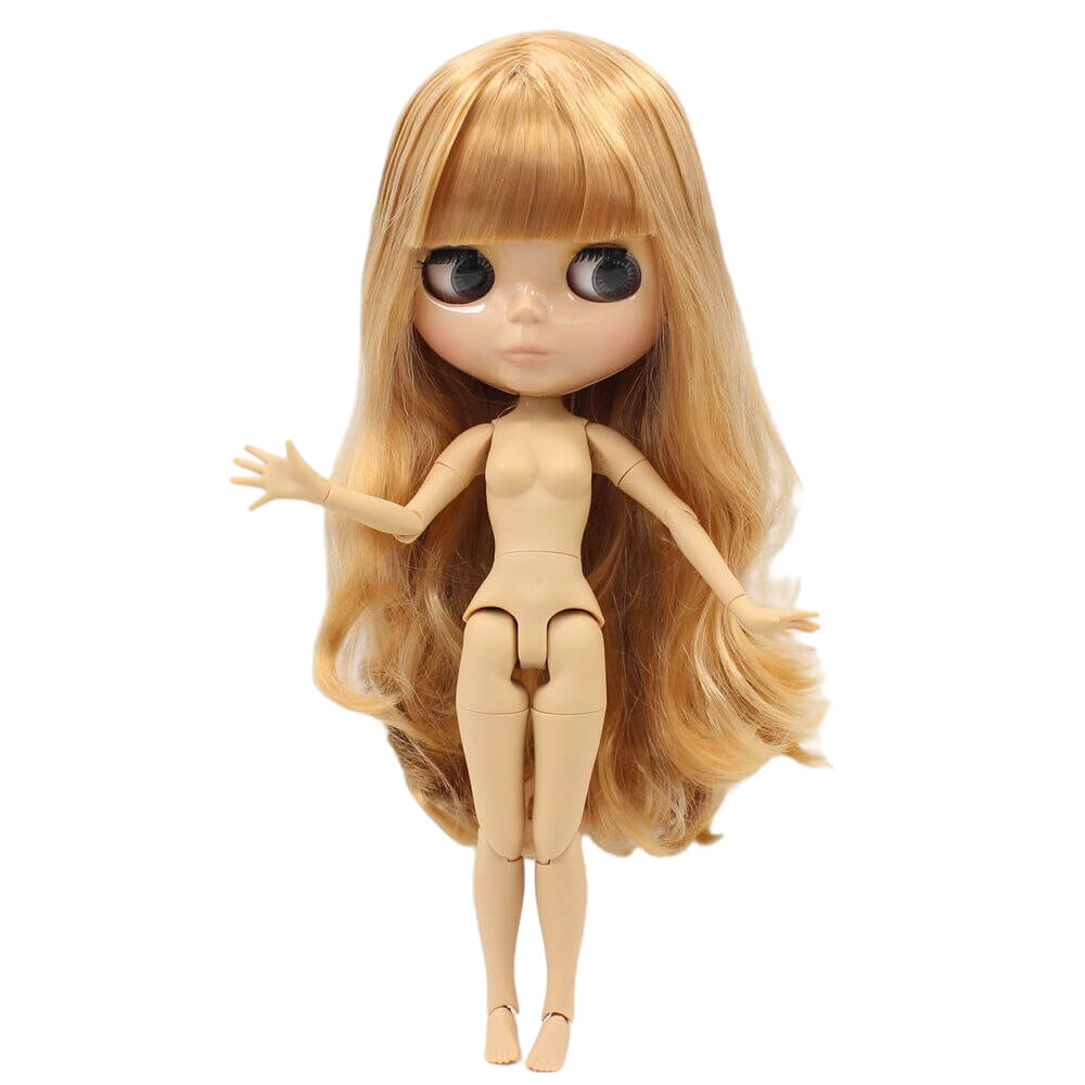 Neo Blythe Doll with Blonde Hair, Tan Skin, Shiny Face & Jointed Body Blonde Hair Factory Blythe Doll Shiny Face Factory Blythe Doll Tan Skin Factory Blythe Doll