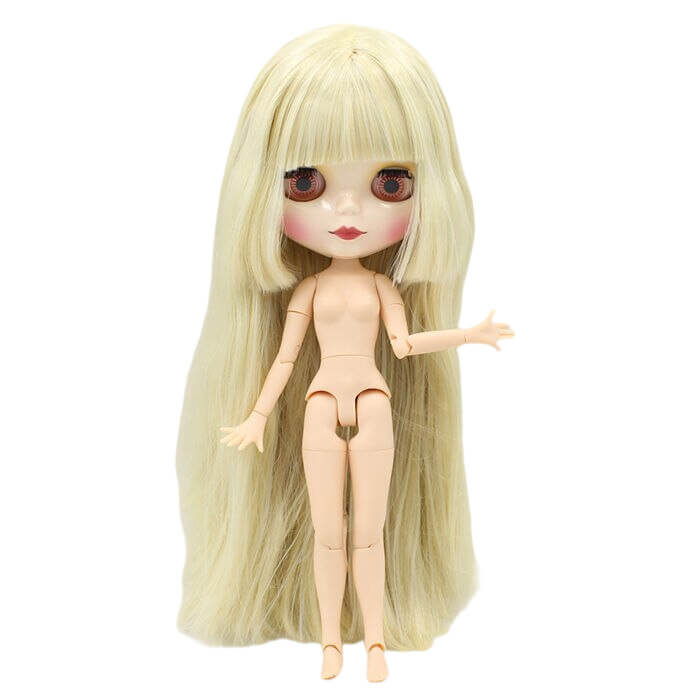 Neo Blythe Doll with Blonde Hair, White Skin, Shiny Face & Jointed Body Blonde Hair Factory Blythe Doll Shiny Face Factory Blythe Doll White Skin Factory Blythe Doll