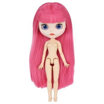 12" Neo Blythe doll nude Doll Special zone body Long pink hair GJ029 matte face 