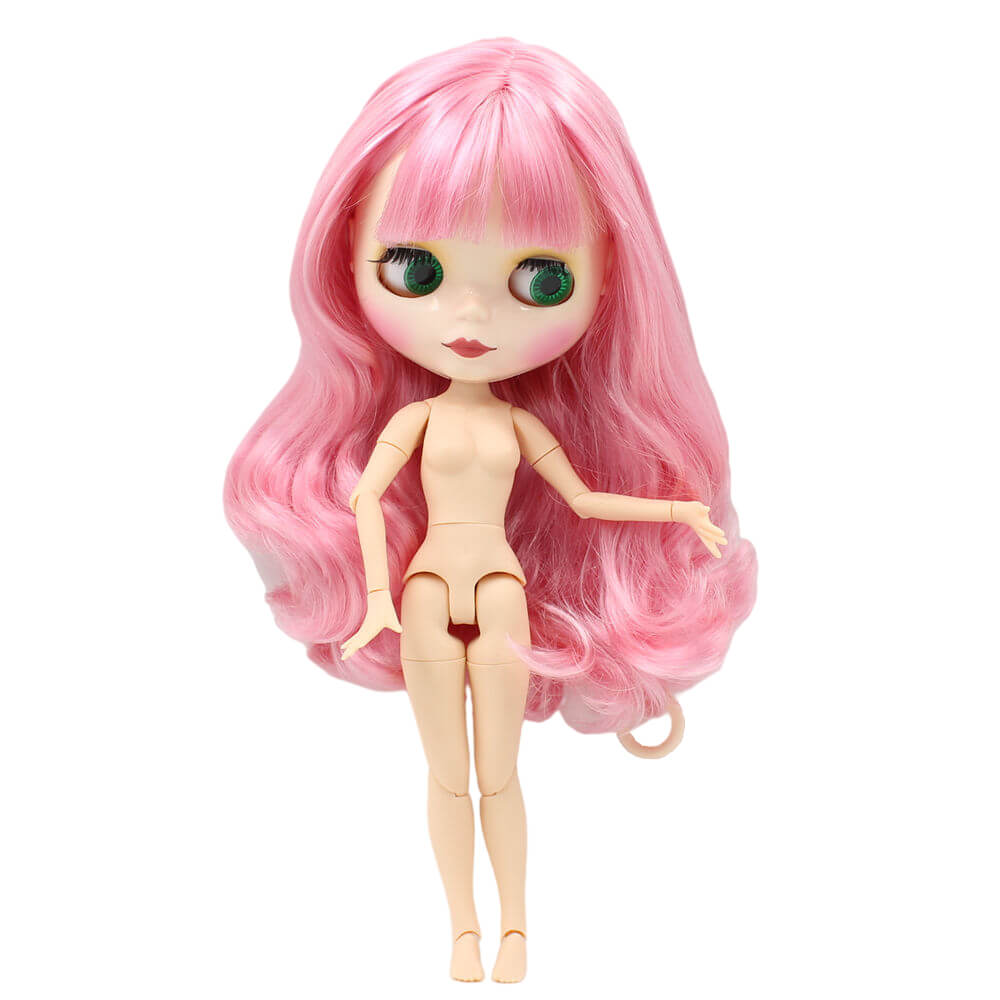 Neo Blythe Doll with Pink Hair, White Skin, Shiny Face & Jointed Body Pink Hair Factory Blythe Doll Shiny Face Factory Blythe Doll White Skin Factory Blythe Doll