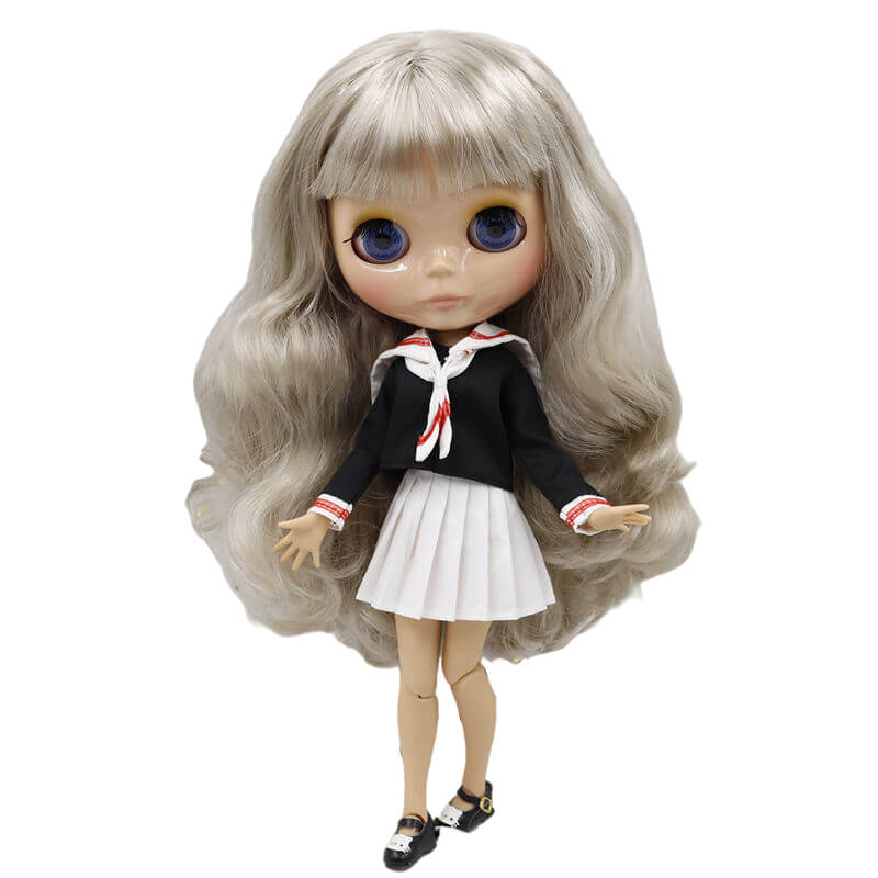 Valentina – Premium Custom Blythe Doll with Cute Face Grey Hair Custom Blythe Doll Shiny Face Custom Blythe Doll Tan Skin Custom Blythe Doll