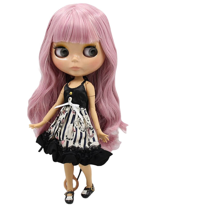 Kristen – Premium Custom Blythe Doll with Cute Face Pink Hair Custom Blythe Doll Shiny Face Custom Blythe Doll Tan Skin Custom Blythe Doll