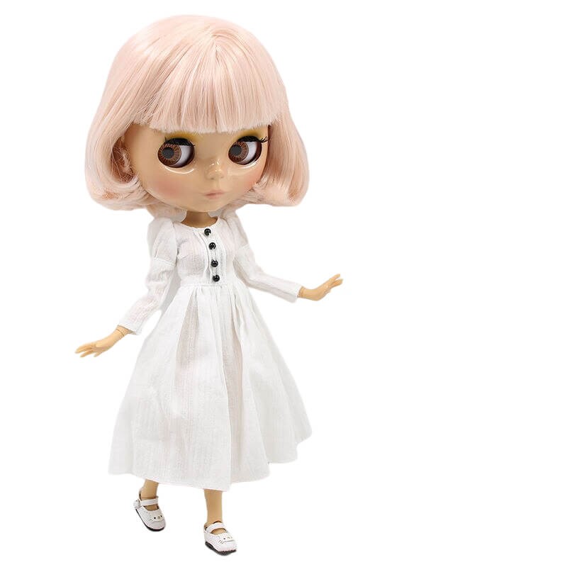Maria – Premium Custom Blythe Doll with Cute Face Pink Hair Custom Blythe Doll Shiny Face Custom Blythe Doll Tan Skin Custom Blythe Doll