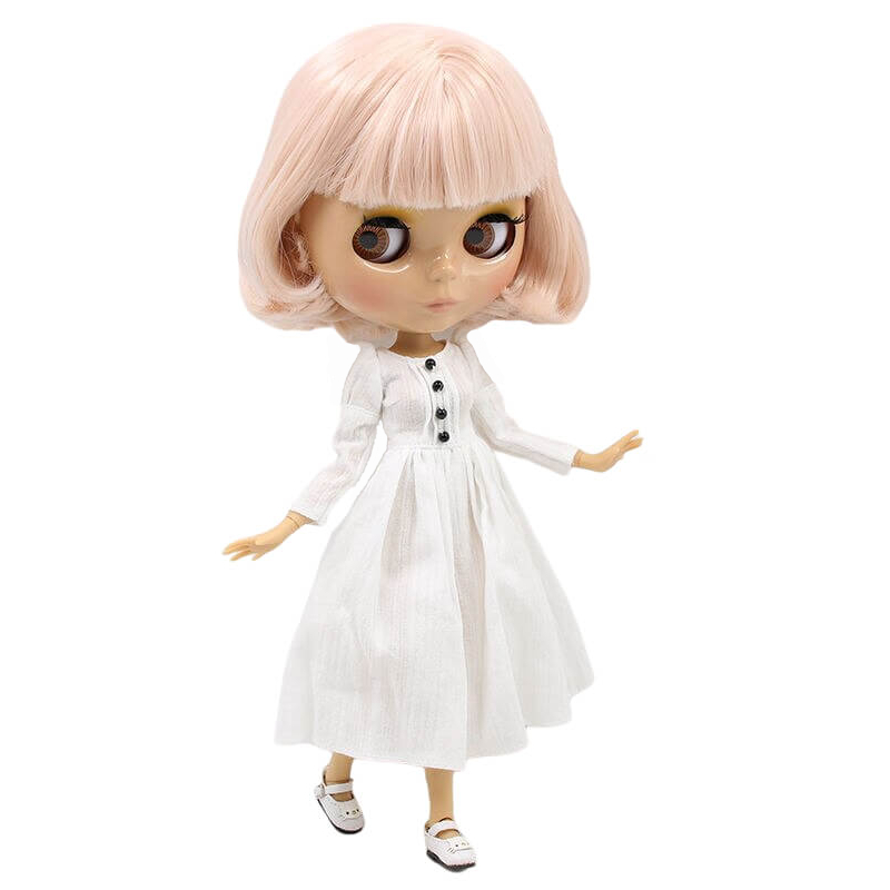 Maria – Premium Custom Neo Blythe Doll with Pink Hair, Tan Skin & Shiny Cute Face Cute face custom Blythe doll Pink hair custom Blythe doll Shiny face custom Blythe doll Tan skin custom Blythe doll