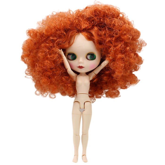 Neo Blythe Doll with Ginger Hair, White Skin, Matte Face & Jointed Body Ginger Hair Factory Blythe Doll Matte Face Factory Blythe Doll White Skin Factory Blythe Doll