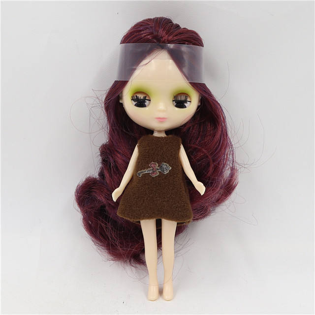 Petite Blythe Boneca com cabelo ameixa, olhos sonolentos e corpo flexível Petite Blythe bonecas