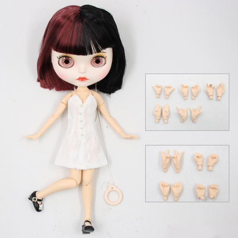 Clara – Premium Custom Blythe Doll with Calm Face Matte Face Custom Blythe Doll Multi-Color Hair Custom Blythe Doll White Skin Custom Blythe Doll