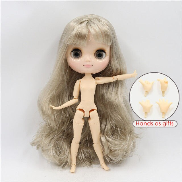 Blythe Nude Doll from Factory Jointed Body Matte Face Light Gloden Long Hair 