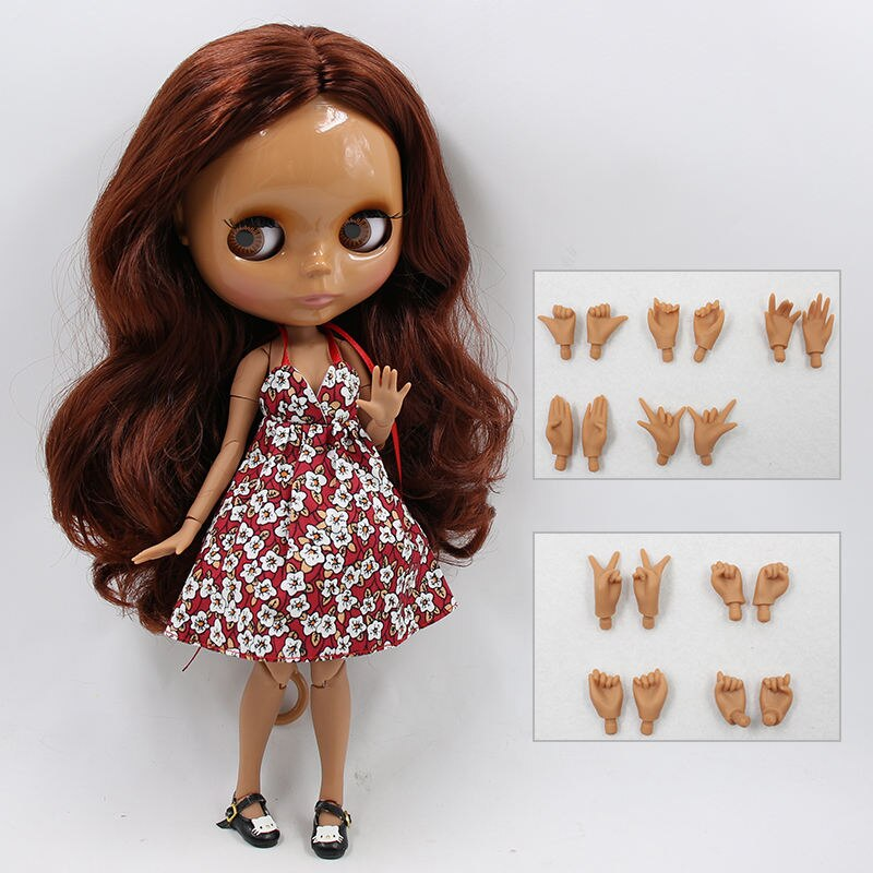 Elizabeth – Premium Custom Blythe Doll with Cute Face Dark Skin Custom Blythe Doll Ginger Hair Custom Blythe Doll Shiny Face Custom Blythe Doll